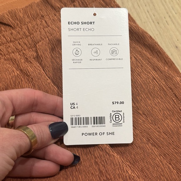 Athleta Women's Echo Short 5" Quick Drying Breathable Brown Burnt Orange Size 4 - Picture 3 of 8